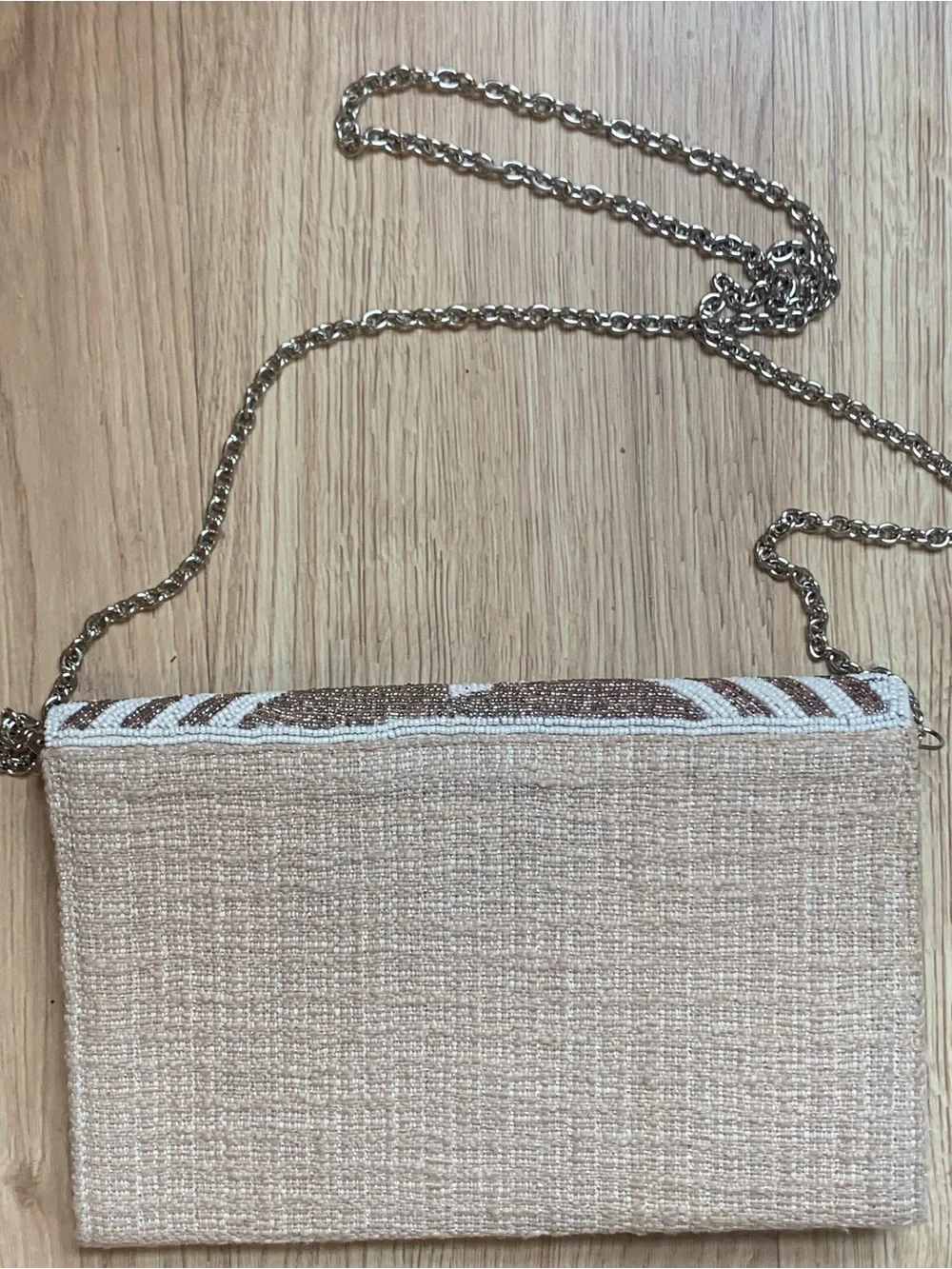 AMERICA & BEYOND Beaded Brown and White Geo Pattern Shoulder Bag/ clutch
